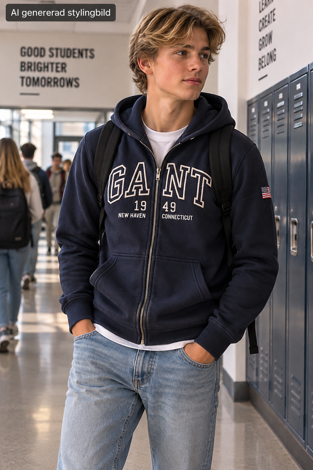 GANT Mörkblå zip hoodie