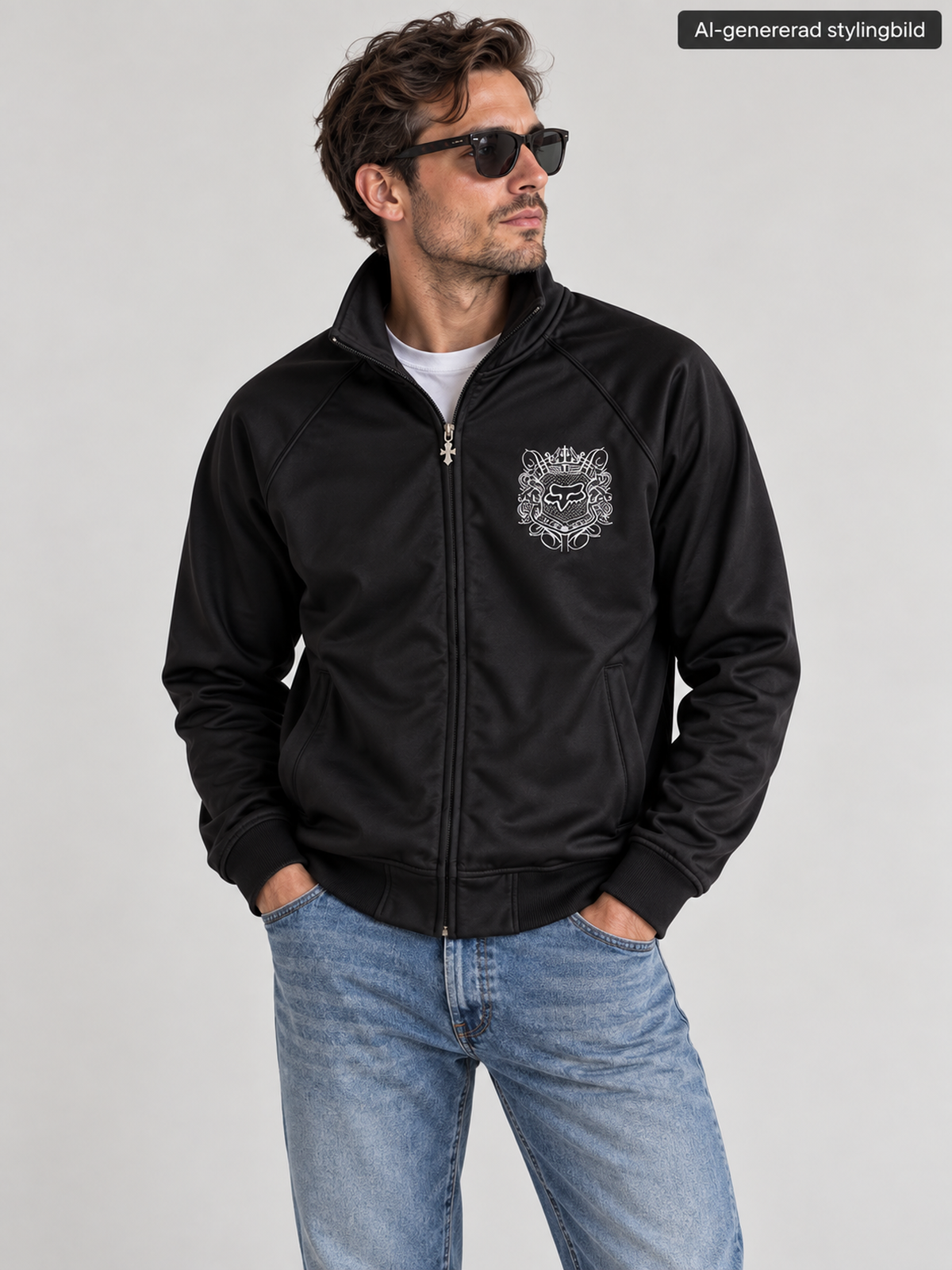 Fox Racing Svart track jacket / zipjacka
